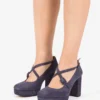 Scarpa Con Tacco E Cinturini Incrociati In Camoscio Viola