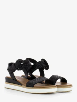 Inuovo Sandali Una Fascia Pelle Intrecciata Neri