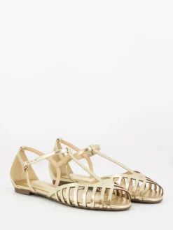 Ballerine Cristal Open-toe A Gabbia Oro