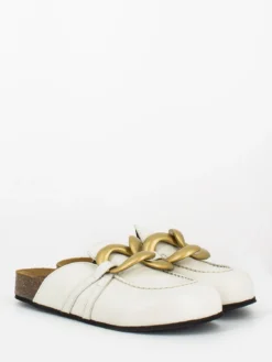 Ciabatte Chiuse Arianna Bianche Con Maxi Catena