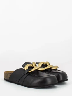 Ciabatte Chiuse Arianna Nere Con Maxi Catena