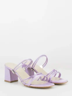 Sandali In Raso Lilla Con Fasce Sottili