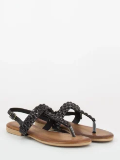 Sandali Infradito Neri Con Strass