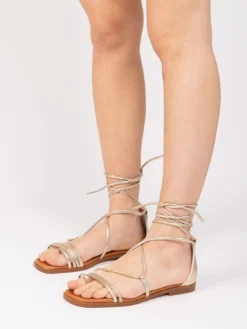 Sandali Infradito Oro Con Lacci