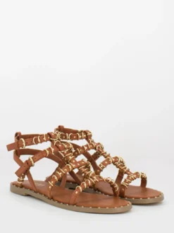 Sandali Schiava Tan Con Anelli