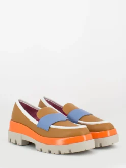 Mocassini Cognac / Azzurro / Arancio