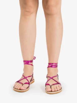 Sandali Infradito Laminati Fuxia