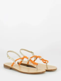 Infradito Arancio / Oro Con Dettaglio In Strass