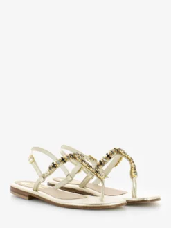 Sandali Infradito Platino Con Strass Tricolore