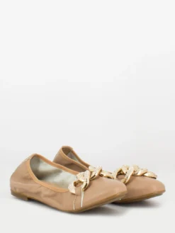 Ballerine Con Maxi Catena Argentata Con Strass Natural