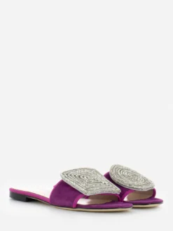 Ciabatte In Camoscio Magenta