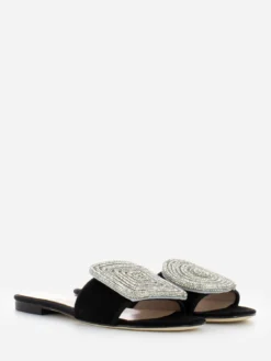 Ciabatte In Camoscio Nero