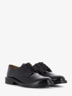 Derby Stringata In Pelle Nero