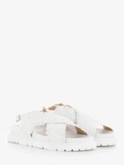 Sandali Elide Bianchi In Pelle Intrecciata