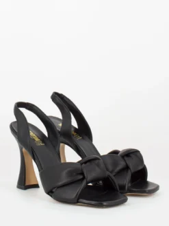 Sandali Nappa Neri Con Nodo E Cinturino